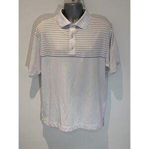 Footjoy FJ Men's Large Striped‎ Blue White Polo Shirt "The Rock"